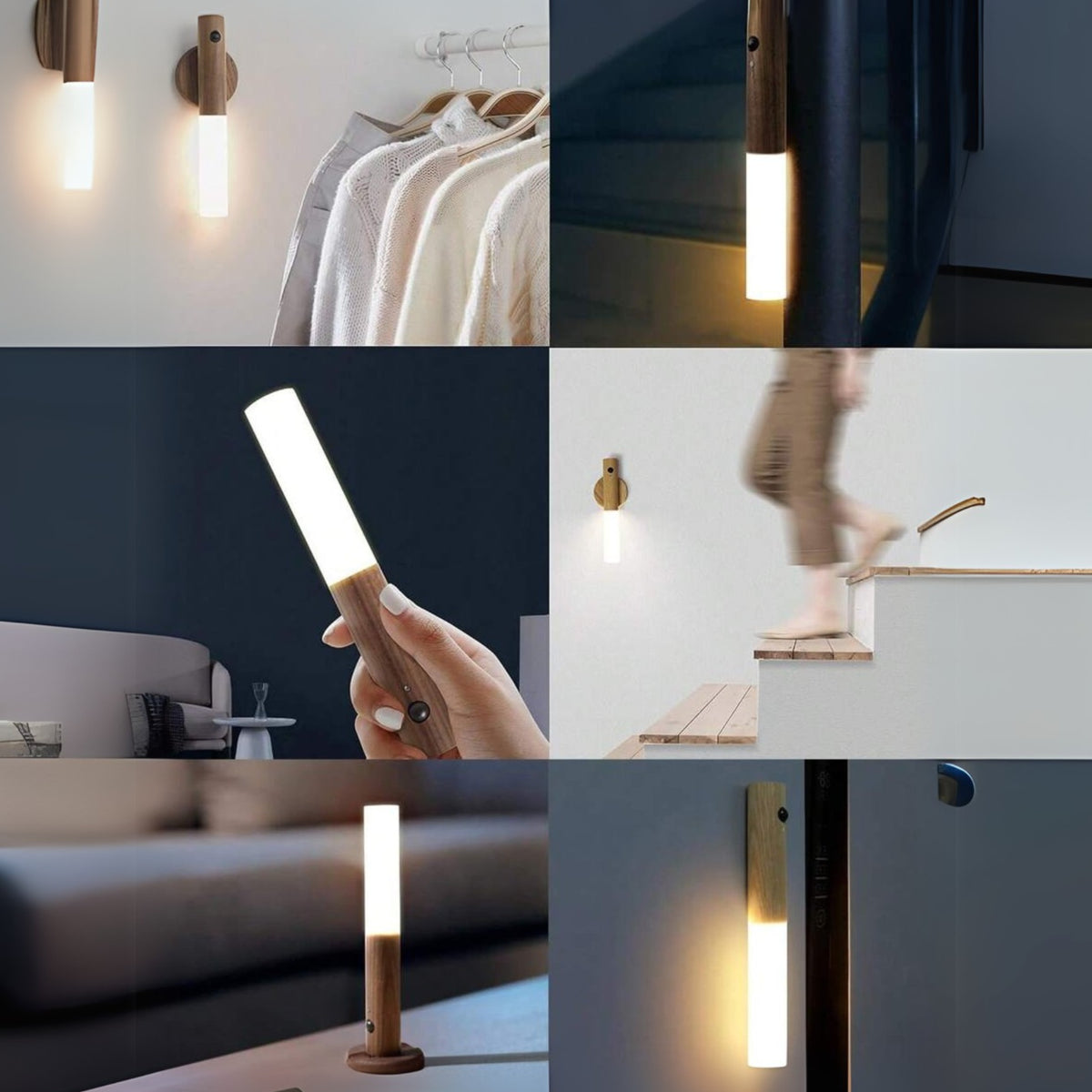 Luz LED nocturna recargable y magnética con sensor de movimiento