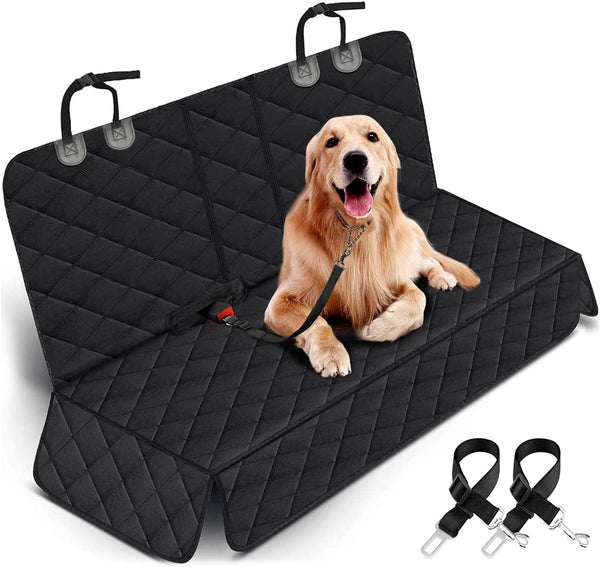 Funda de asiento impermeable para perros en asiento trasero de auto, color negro