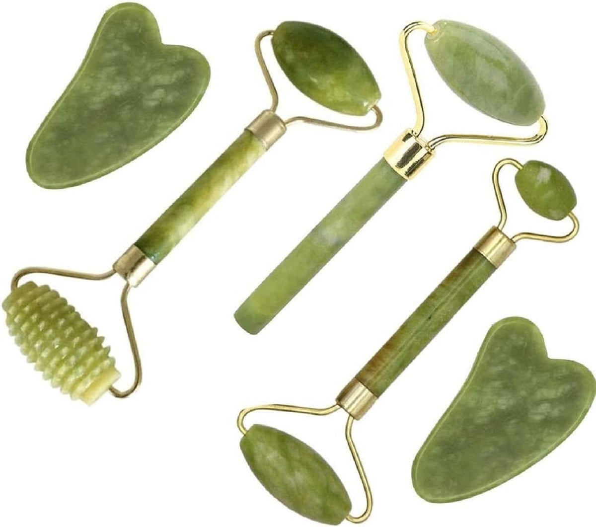Set de rodillo de jade y gua sha, masajeador facial